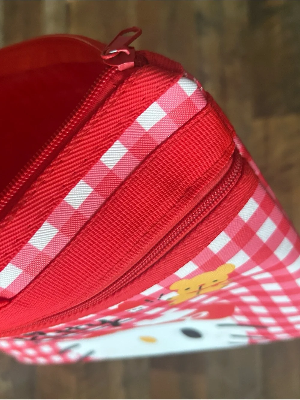 Hello Kitty Red and White Gingham Tote with Script Logo